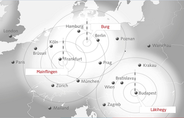 Mapa EFR vysílačů v Evropě ,které primárně řídí spotřebiče HDO (veř.osvětlení,spotřebiče apod)